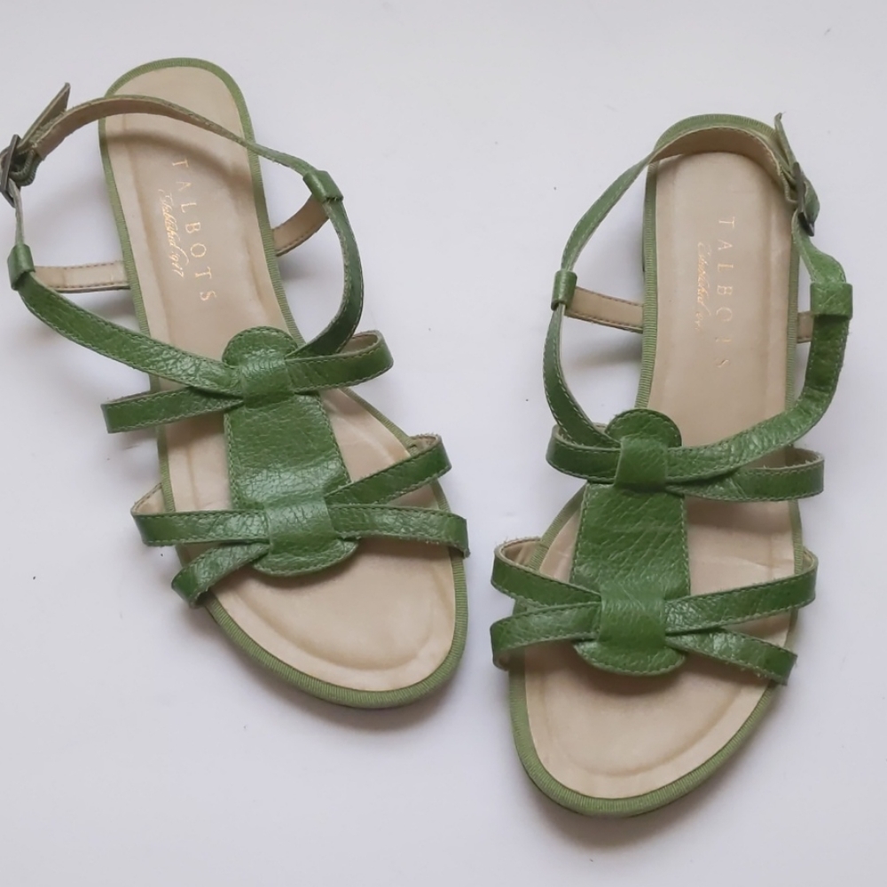 Talbots green leather strappy sandals-sz 6